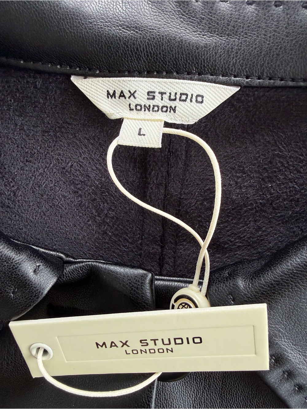 Max Studio Black Faux Leather Button-Front Jacket Oversized - Picture 3 of 16